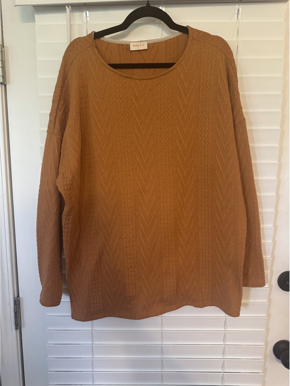 Hailey & Co Women's Knit Pullover Orange Sweater Long Sleeve Size Large